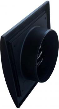 Lüftungsgitter anthrazit 15 x 15 cm mit Stutzen DN 100 mit perforierten Insektenschutz, Edelstahlschrauben, Dübel, Schaumgummidichtung